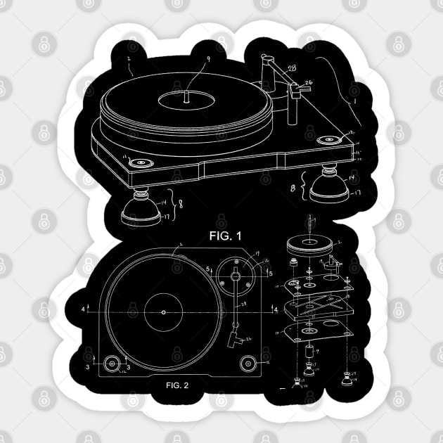 Turntable Patent Design - White Sticker by DennisMcCarson